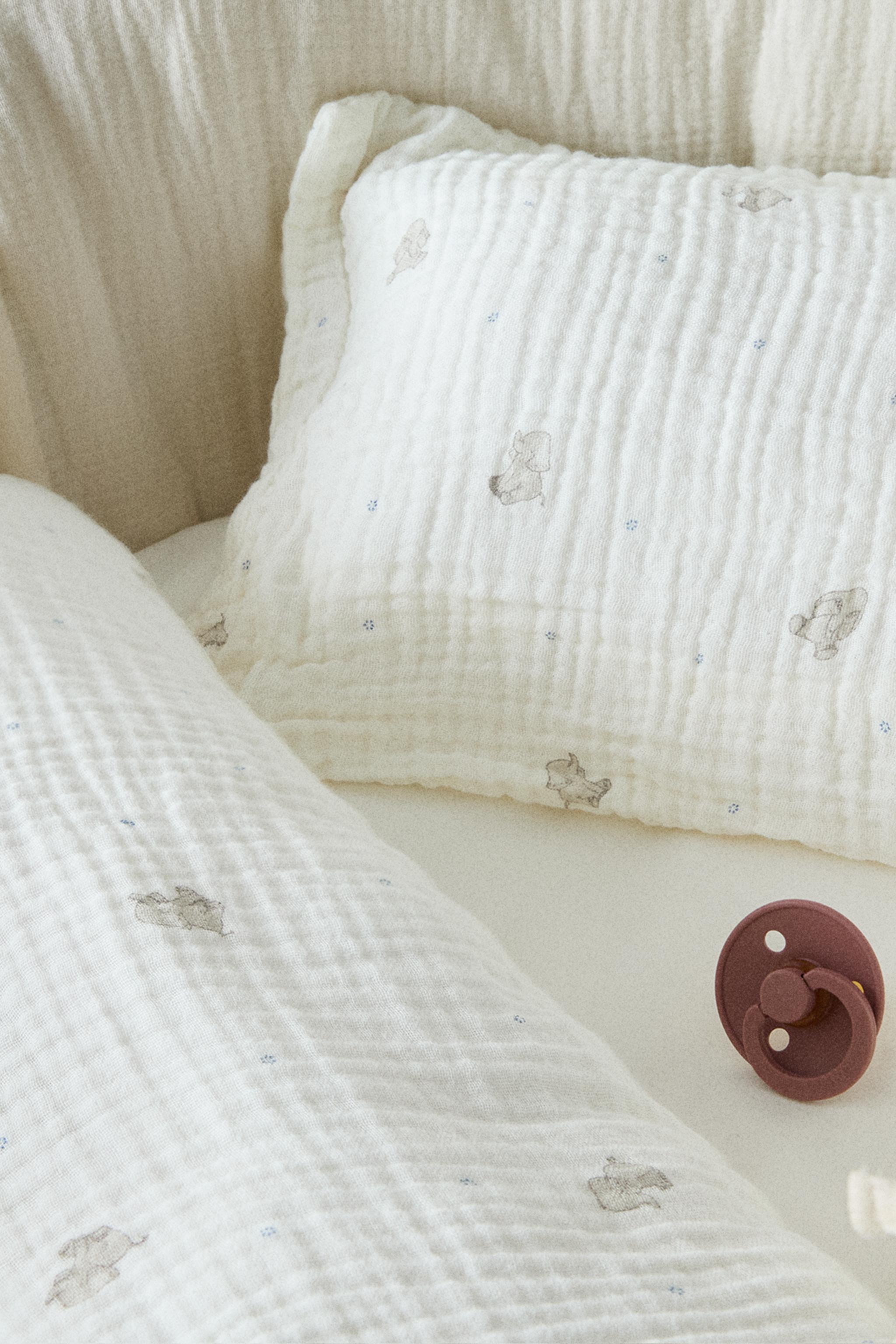 ENSEMBLE DE DRAPS MINI-LIT BÉBÉ GAZE ÉLÉPHANT